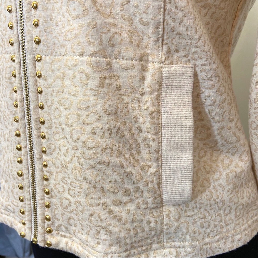 Ruby Rd. Leopard Print Tan Studded Knit Jacket - image 4
